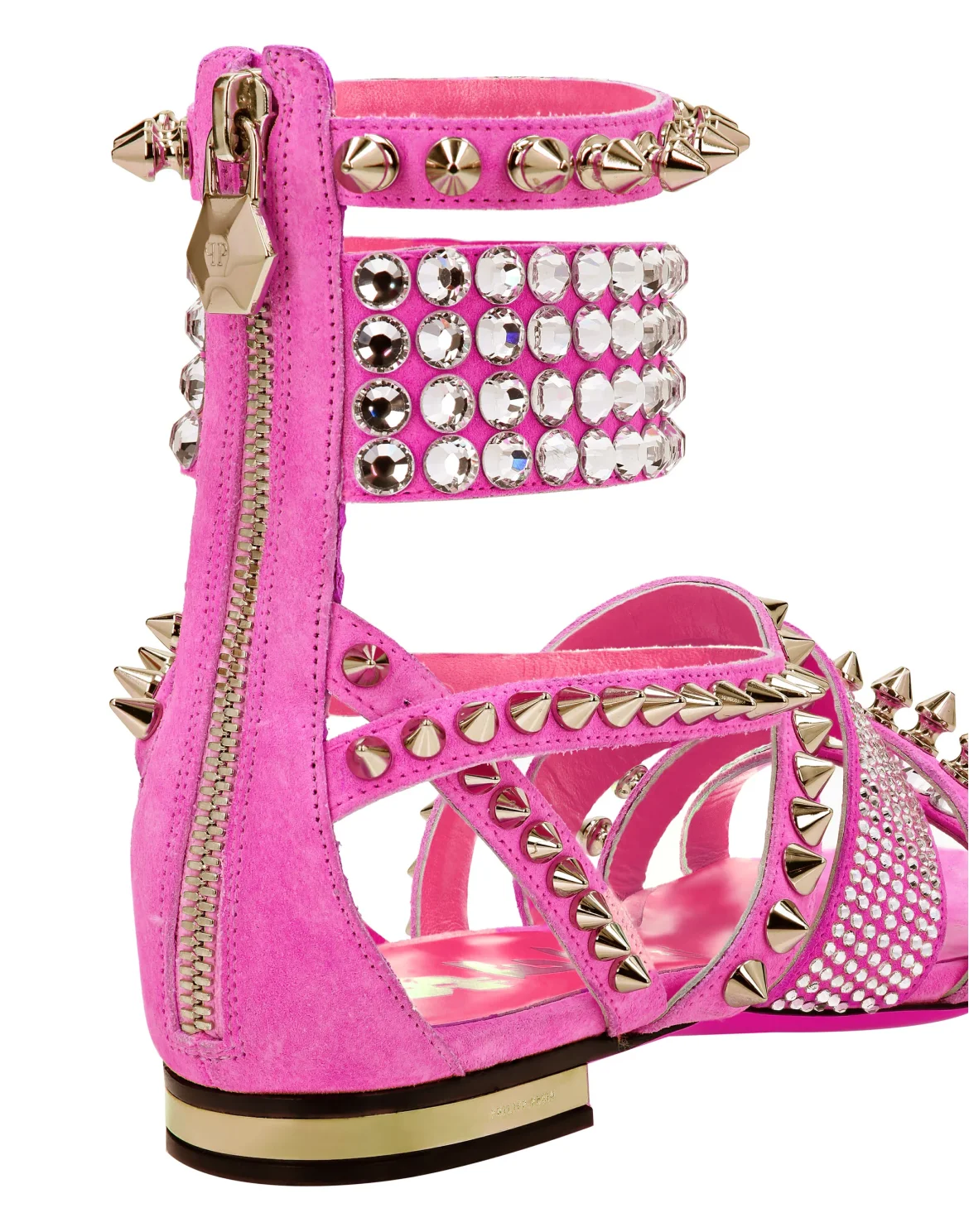 Suede Sandals Flat Studs, цвет: Розовый