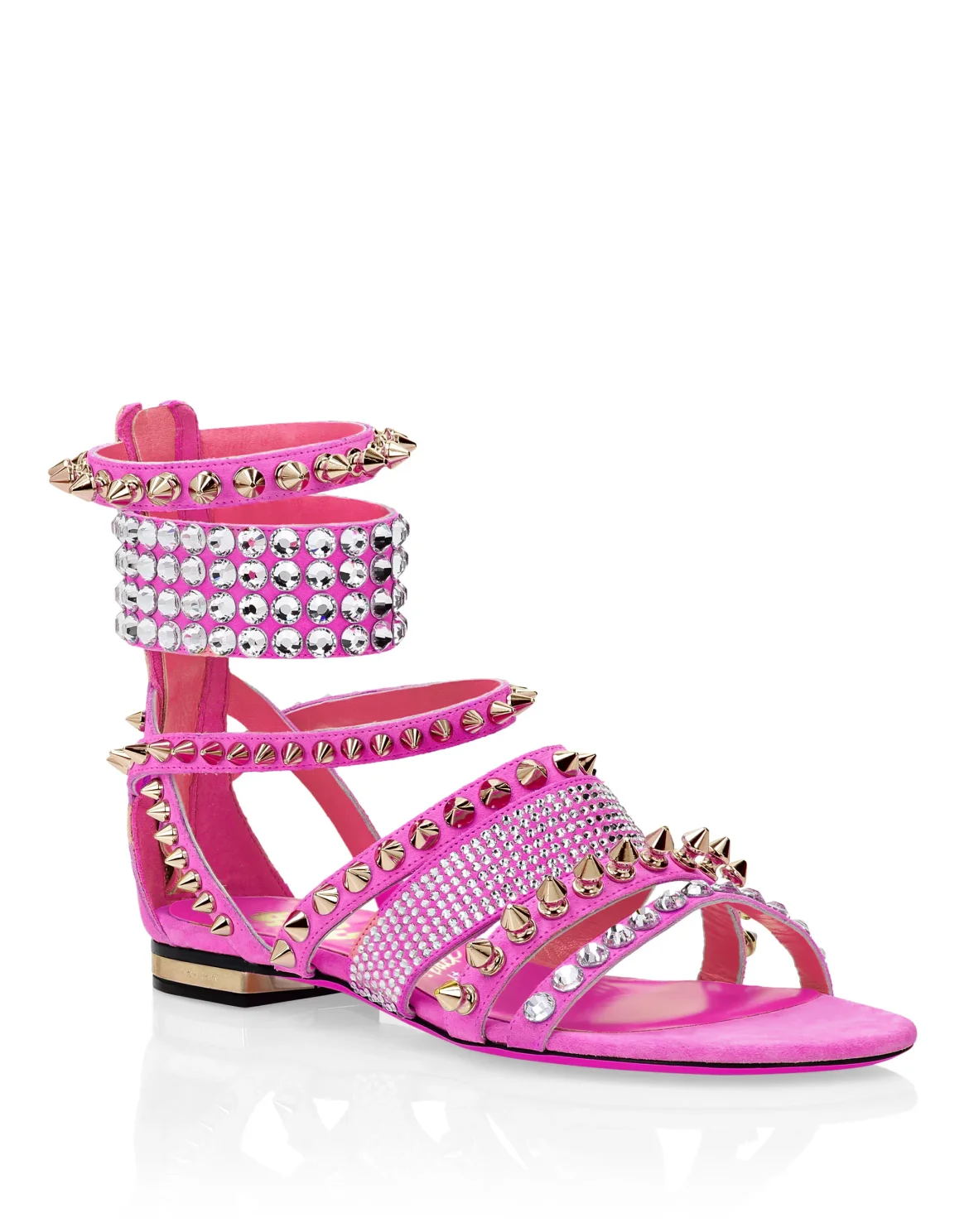 Suede Sandals Flat Studs, цвет: Розовый