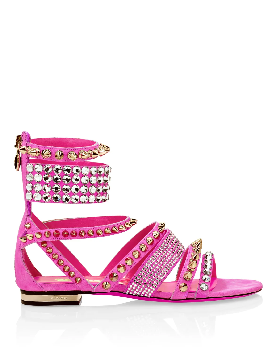 Suede Sandals Flat Studs, цвет: Розовый