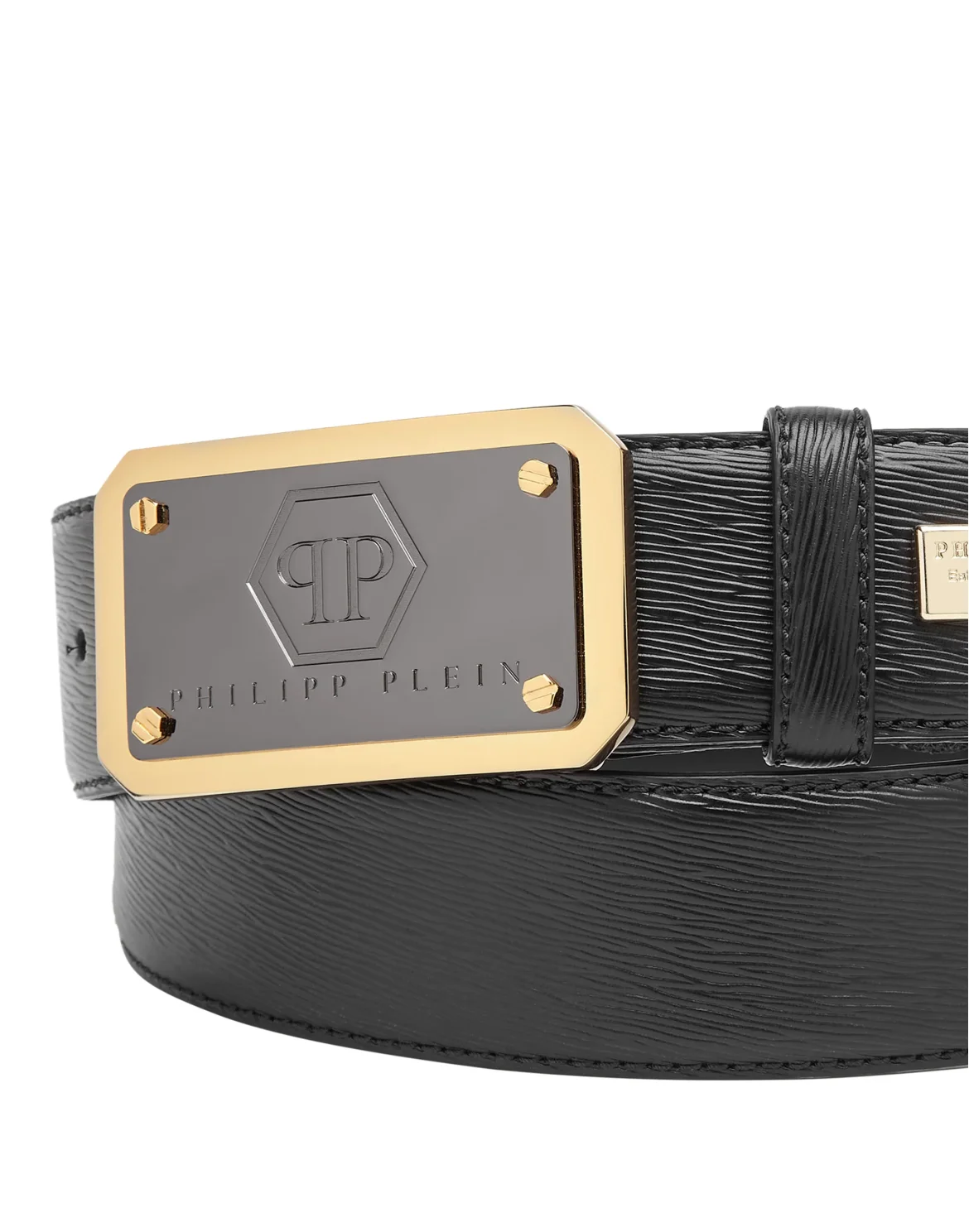 Leather Belt Hexagon, цвет: Черный