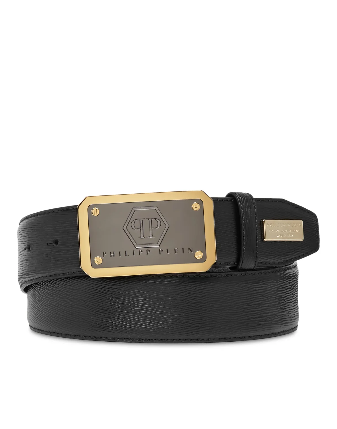 Leather Belt Hexagon, цвет: Черный