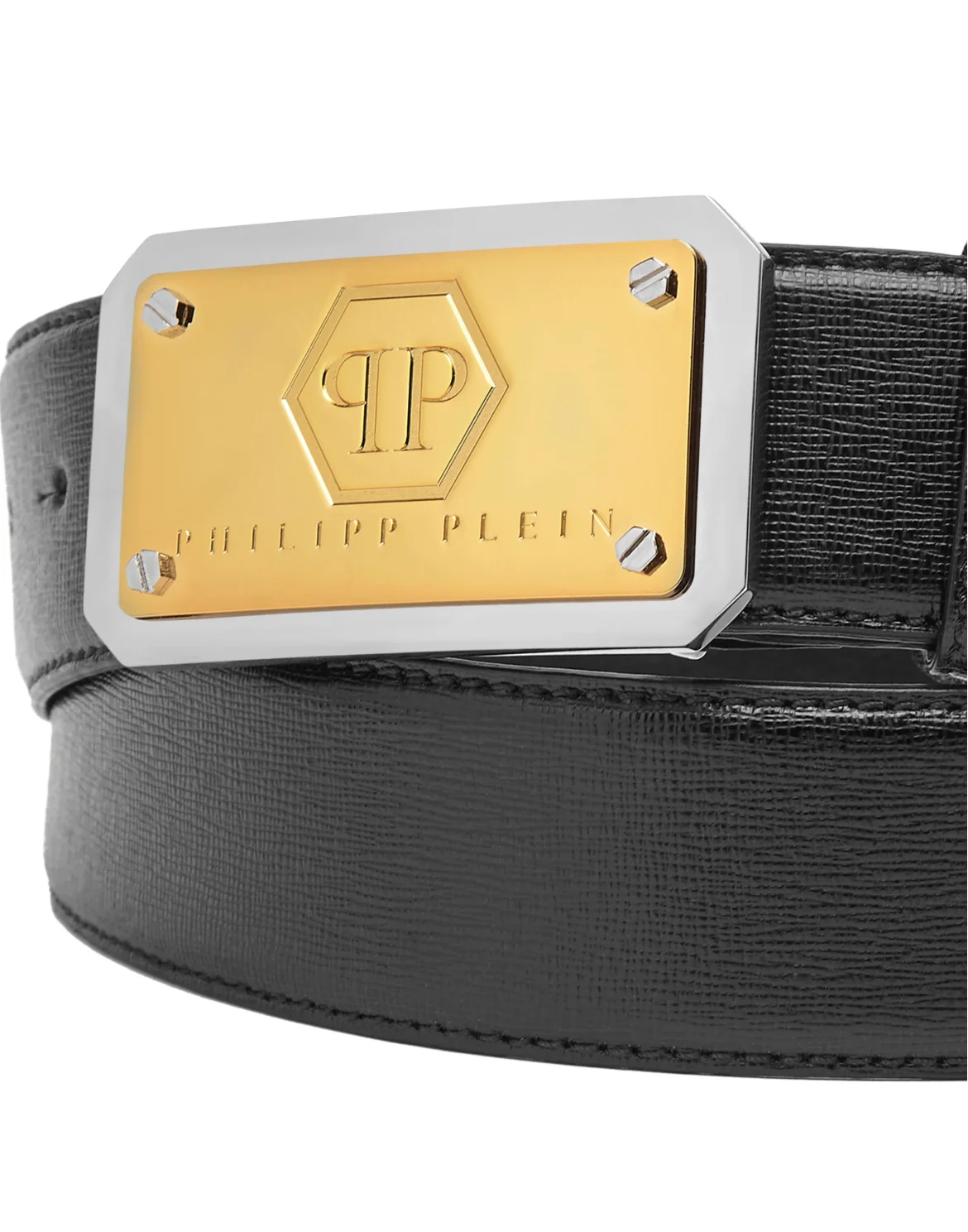 Leather Belt Hexagon, цвет: Черный