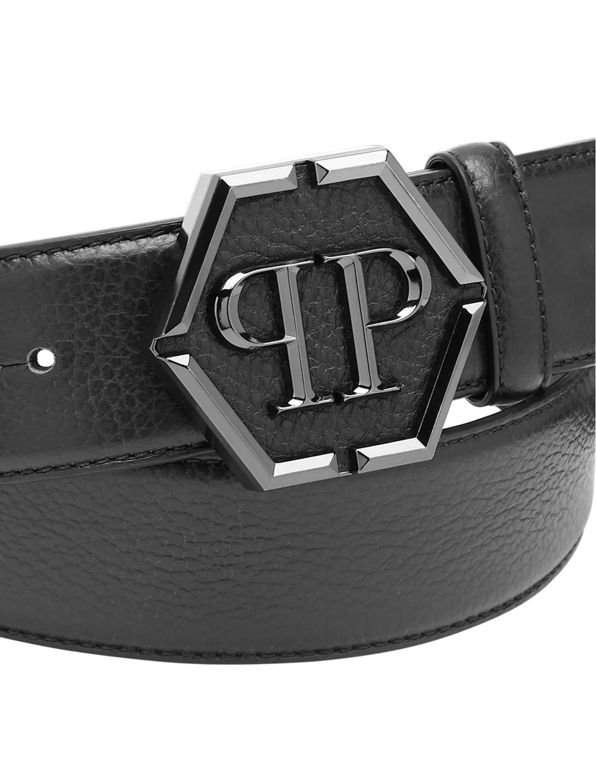 Leather Belt Hexagon, цвет: Черный