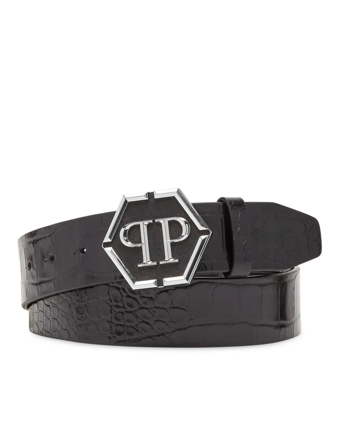 Leather Belt Hexagon, цвет: Черный