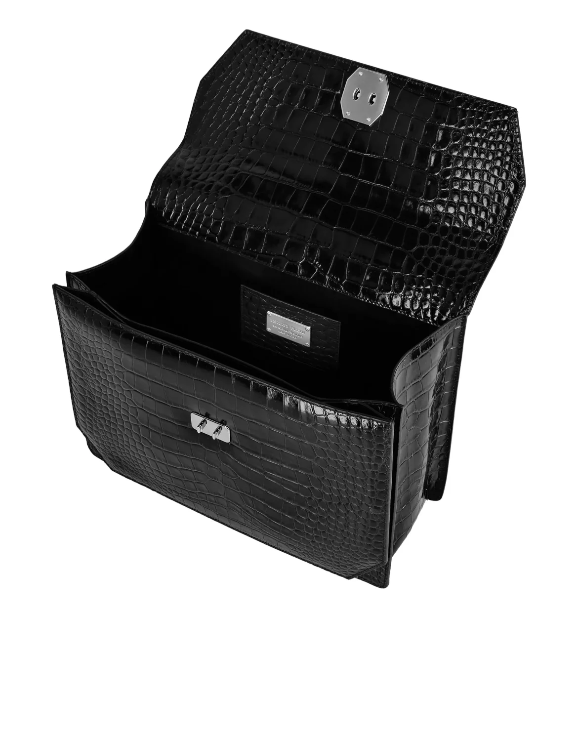 Large Handle Bag Superheroine Croco Print, цвет: Черный