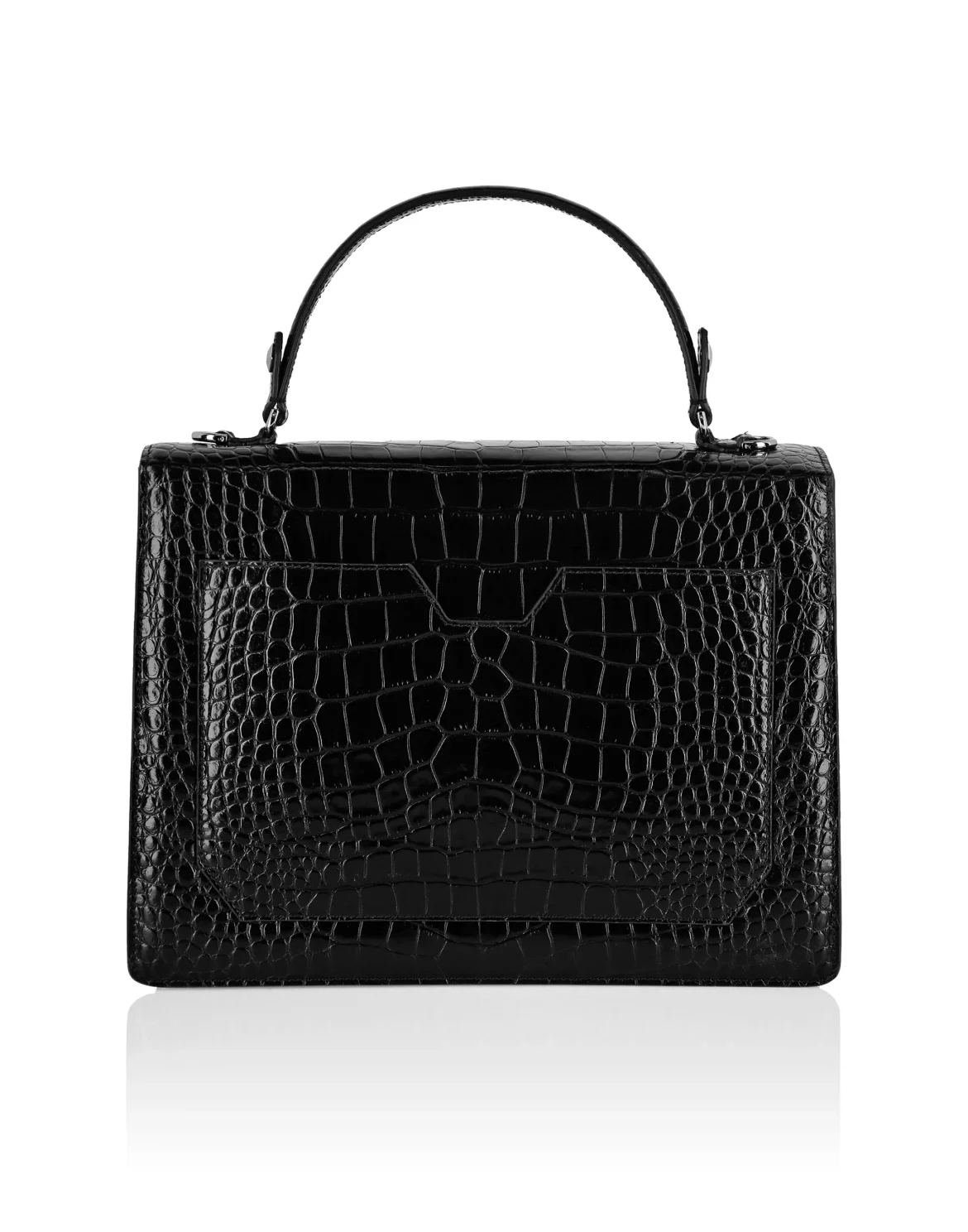 Large Handle Bag Superheroine Croco Print, цвет: Черный
