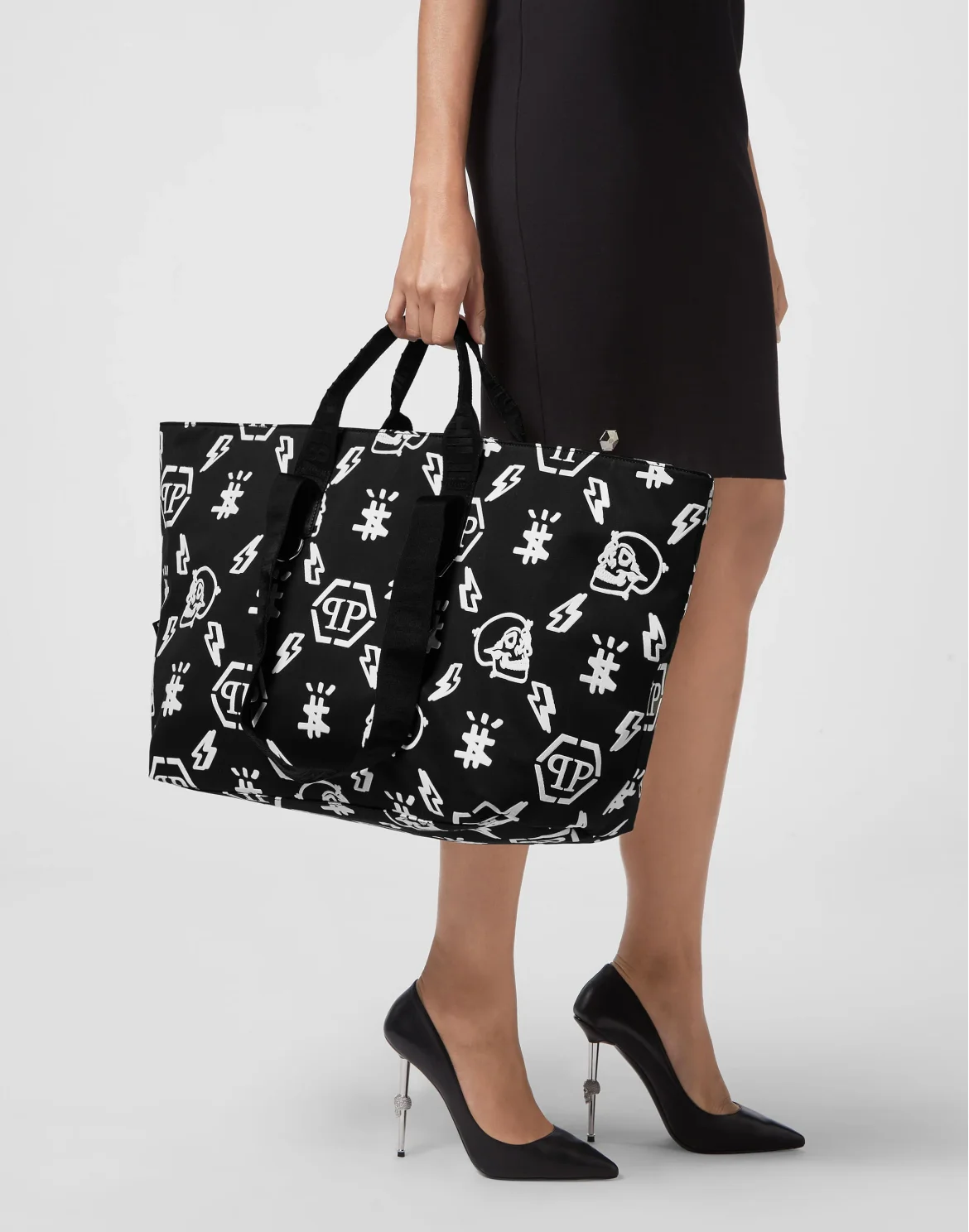 Nylon Tote Bag Monogram, цвет: Черный