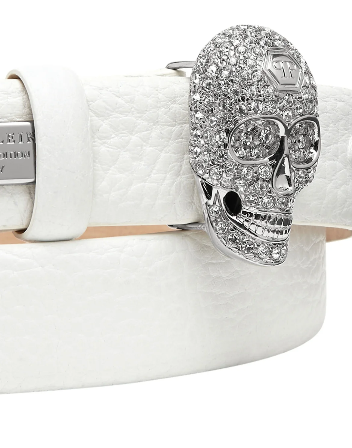 Leather Belt Skull with with Crystals, цвет: Белый