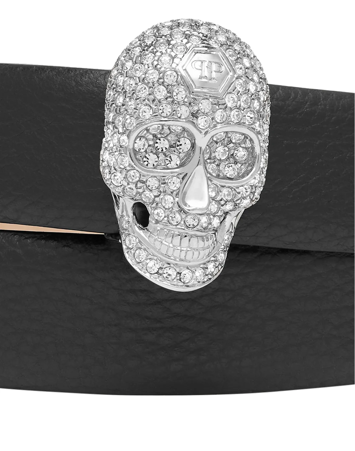Leather Belt Skull with with Crystals, цвет: Черный
