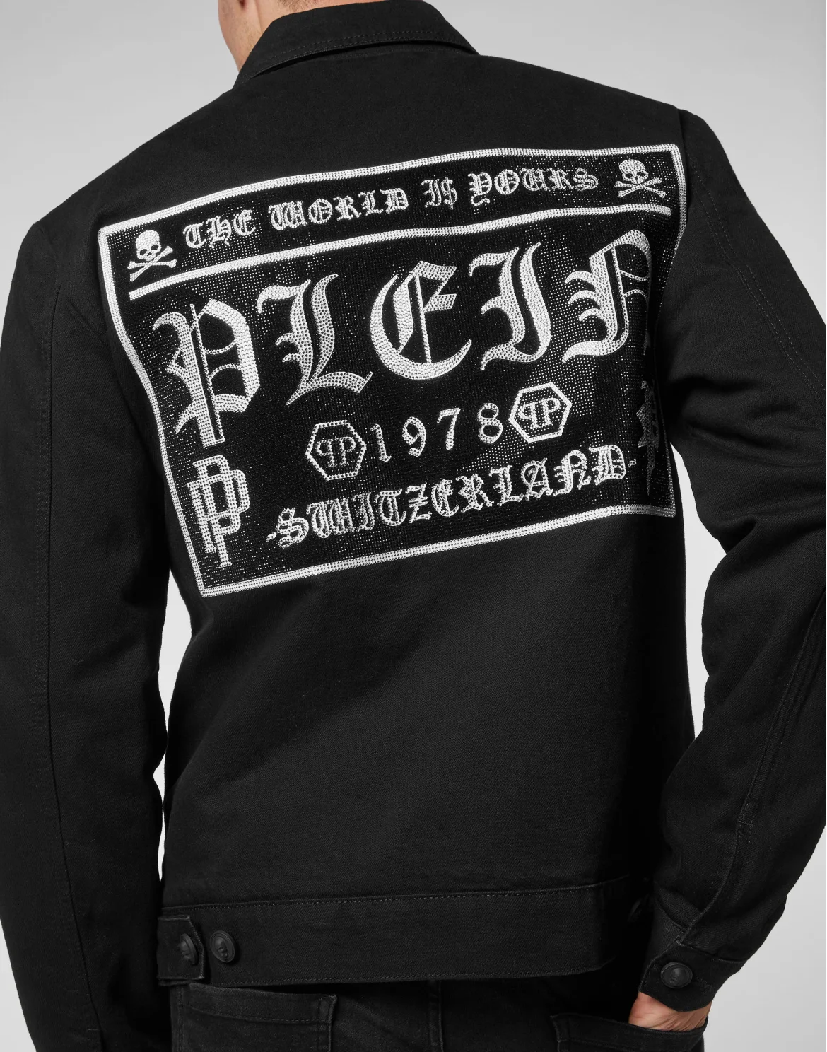 Denim Jacket Gothic Plein with Crystals, цвет: Черный