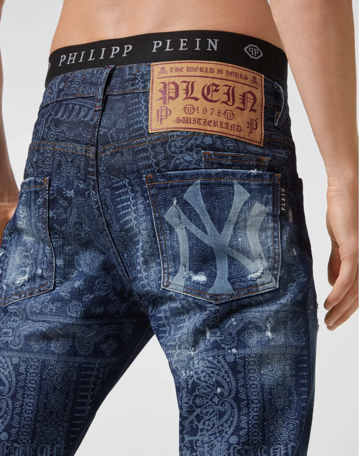 Bandana  Denim Trousers Super Straight Cut Paisley, цвет: Синий