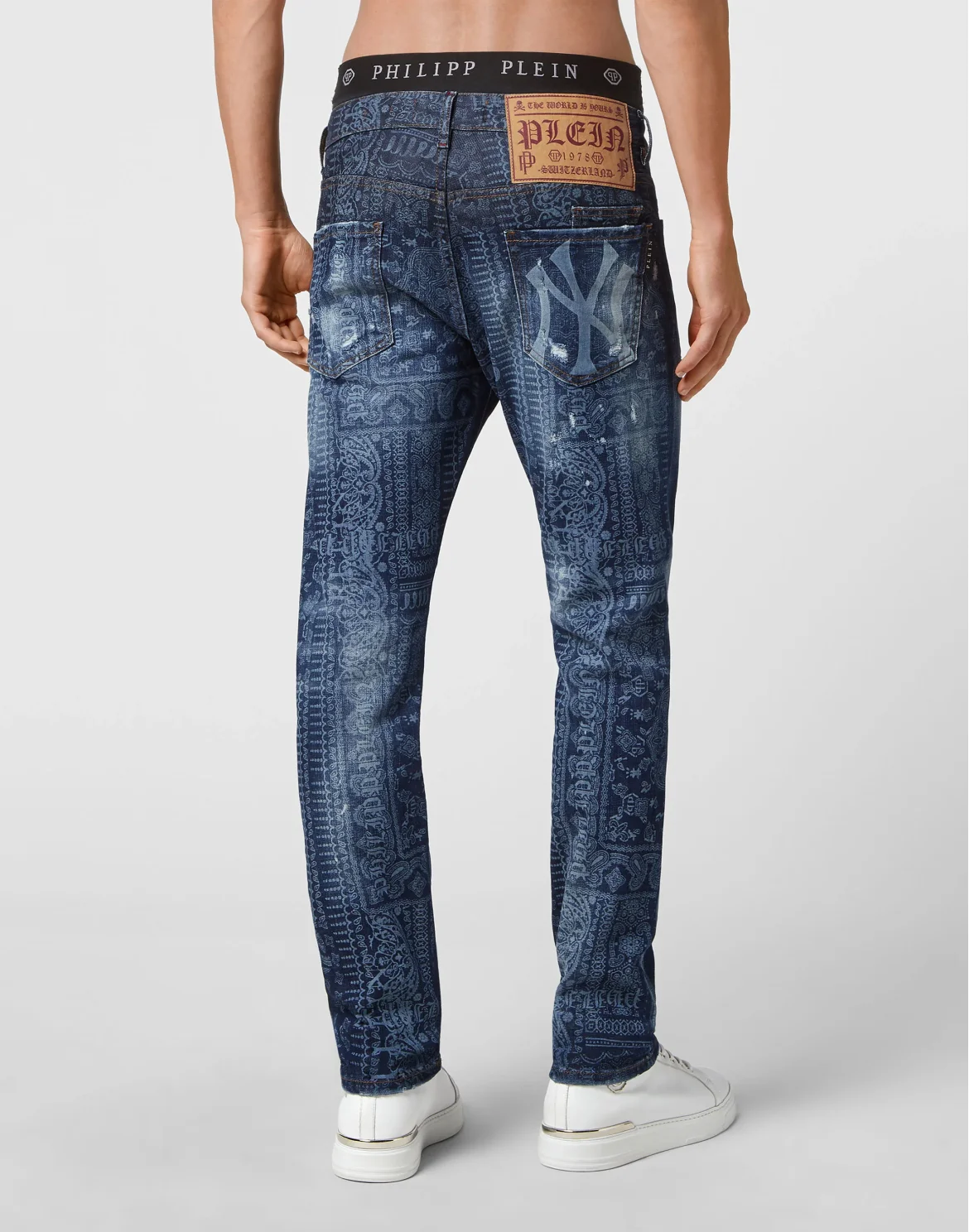 Bandana  Denim Trousers Super Straight Cut Paisley, цвет: Синий