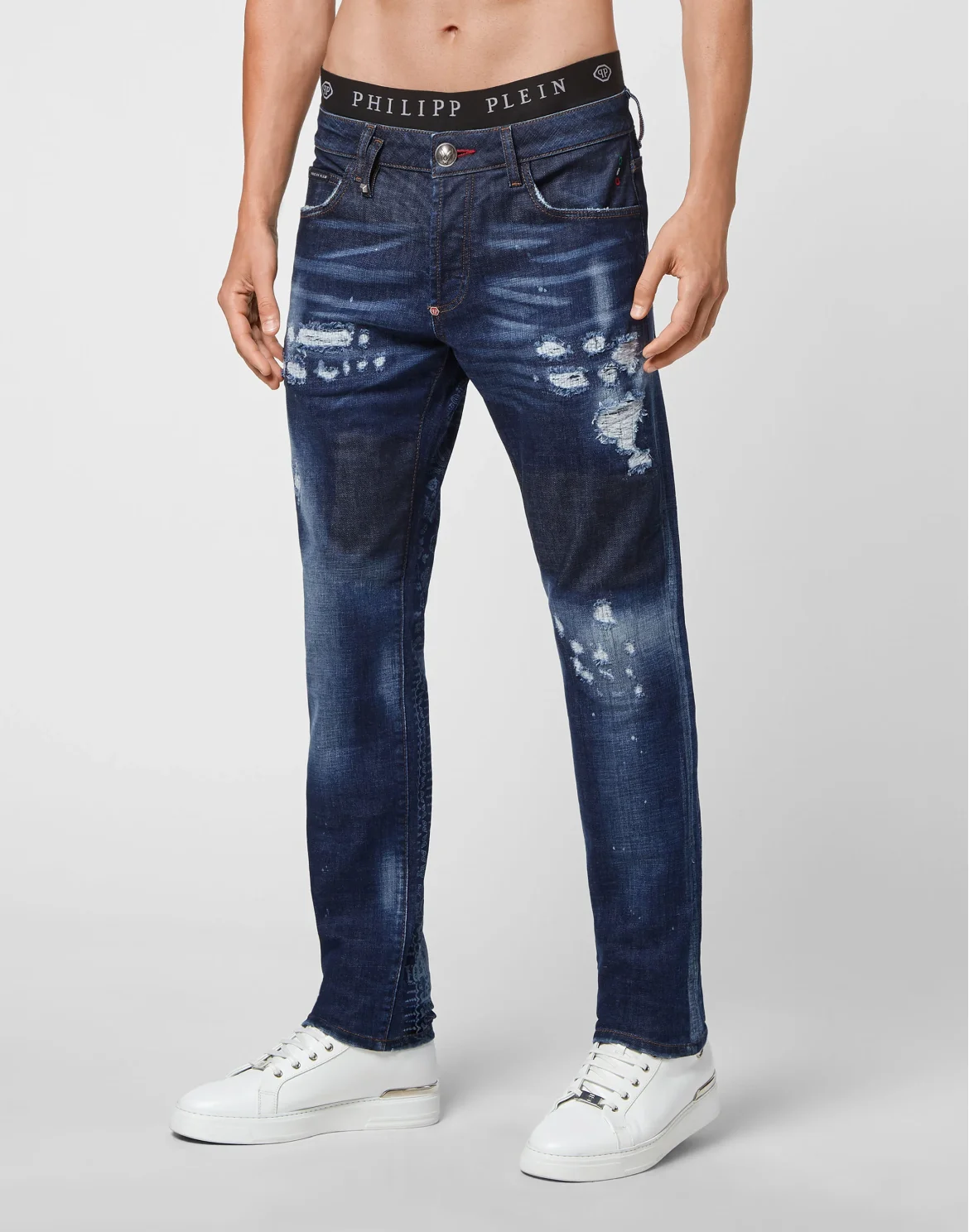 Bandana  Denim Trousers Super Straight Cut Paisley, цвет: Синий