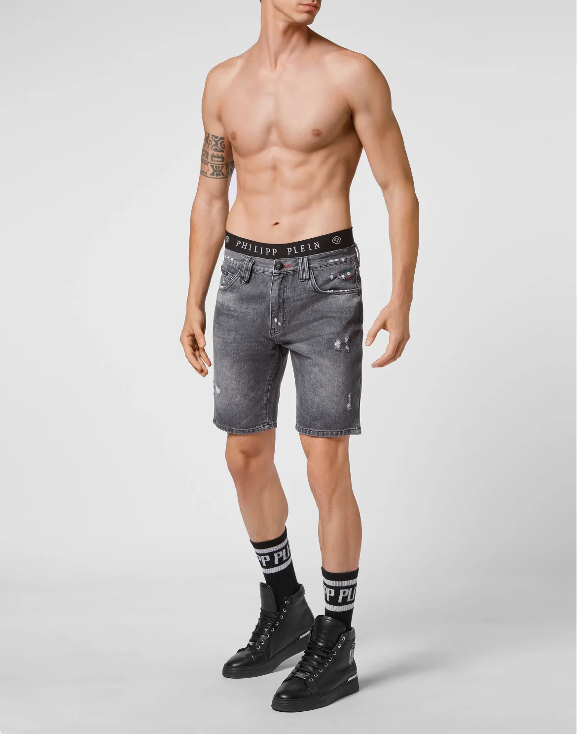 Denim Capri Shorts, цвет: Серый