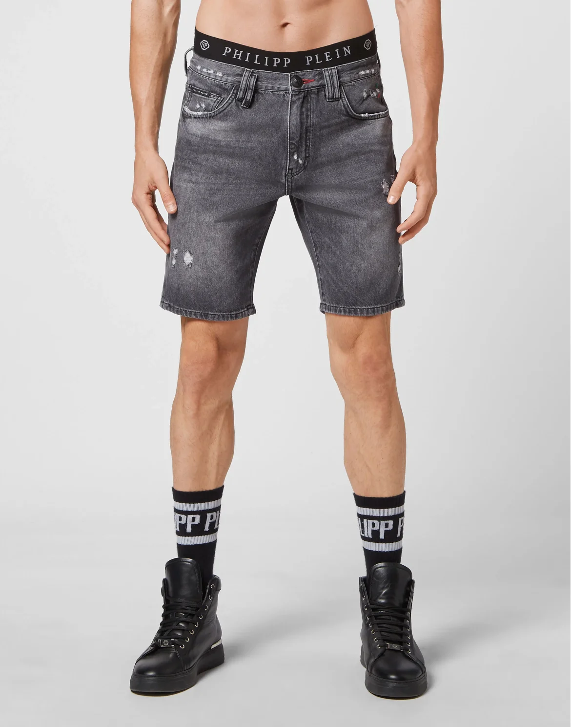 Denim Capri Shorts, цвет: Серый