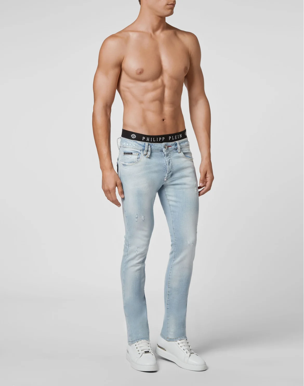 Denim Trousers Straight Cut Destroyed, цвет: Голубой