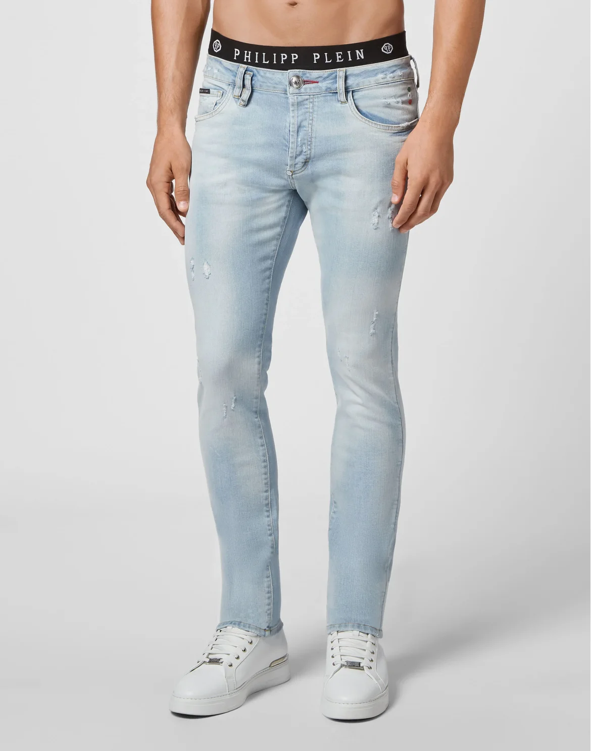 Denim Trousers Straight Cut Destroyed, цвет: Голубой
