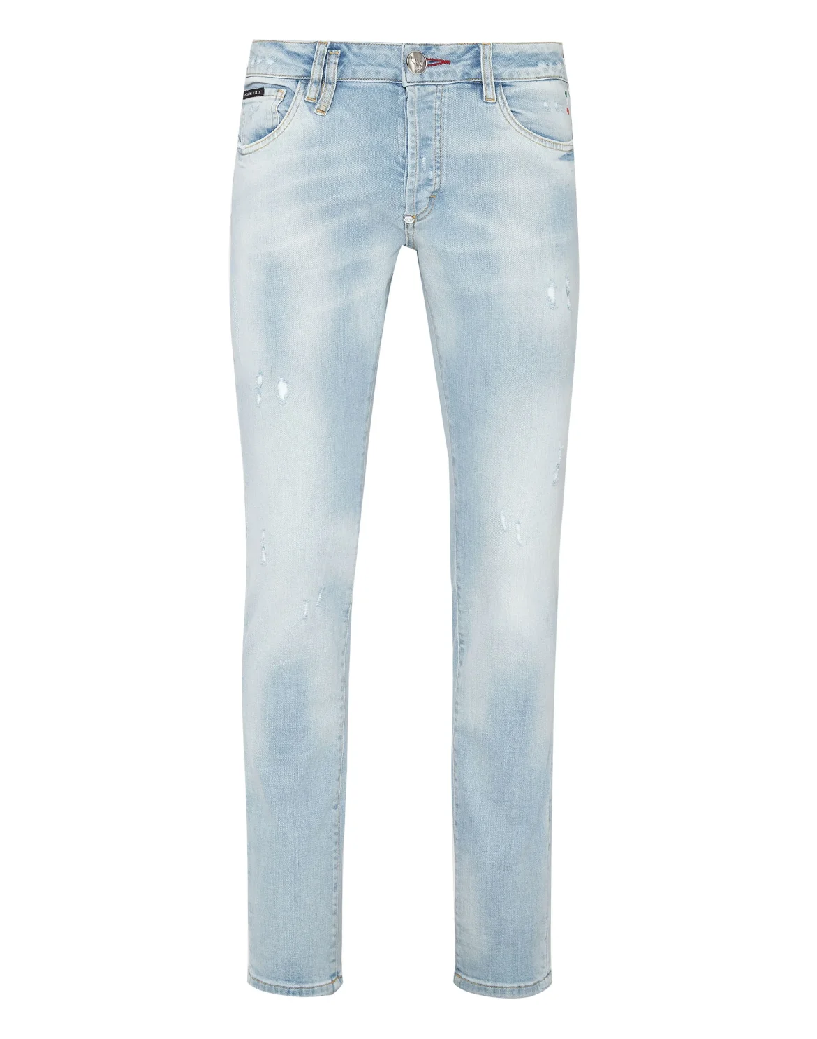 Denim Trousers Straight Cut Destroyed, цвет: Голубой