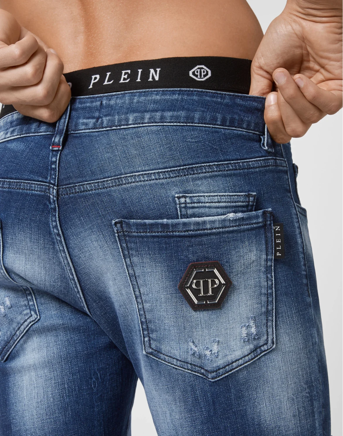 Denim Trousers Super Straight Cut Destroyed, цвет: Синий