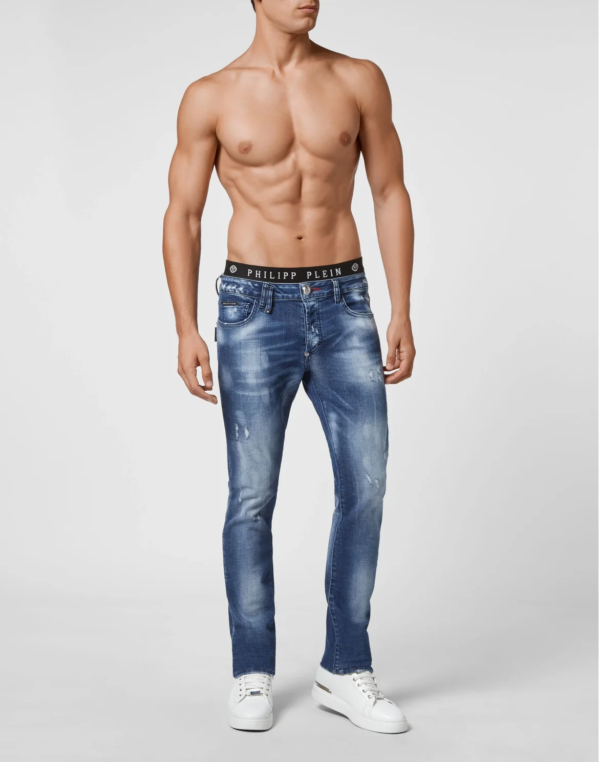 Denim Trousers Super Straight Cut Destroyed, цвет: Синий