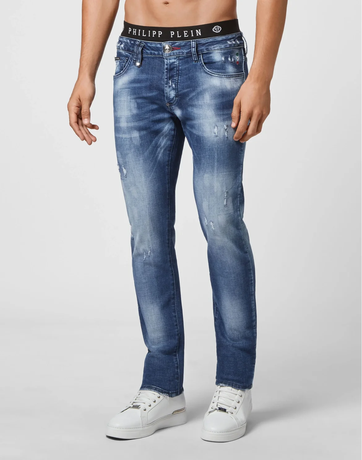 Denim Trousers Super Straight Cut Destroyed, цвет: Синий