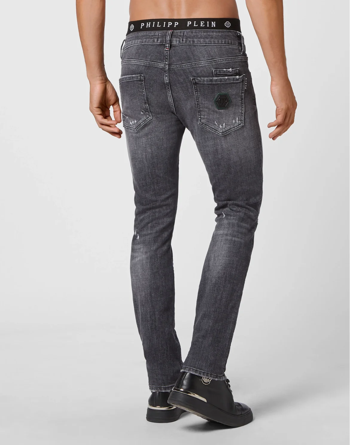 Denim Trousers Super Straight Cut Destroyed, цвет: Серый