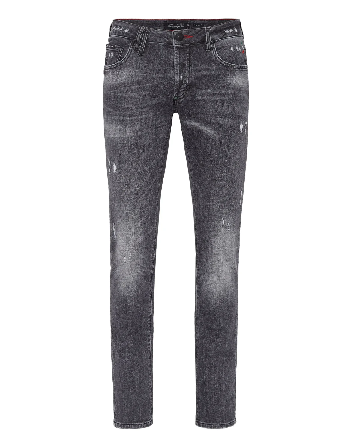 Denim Trousers Super Straight Cut Destroyed, цвет: Серый