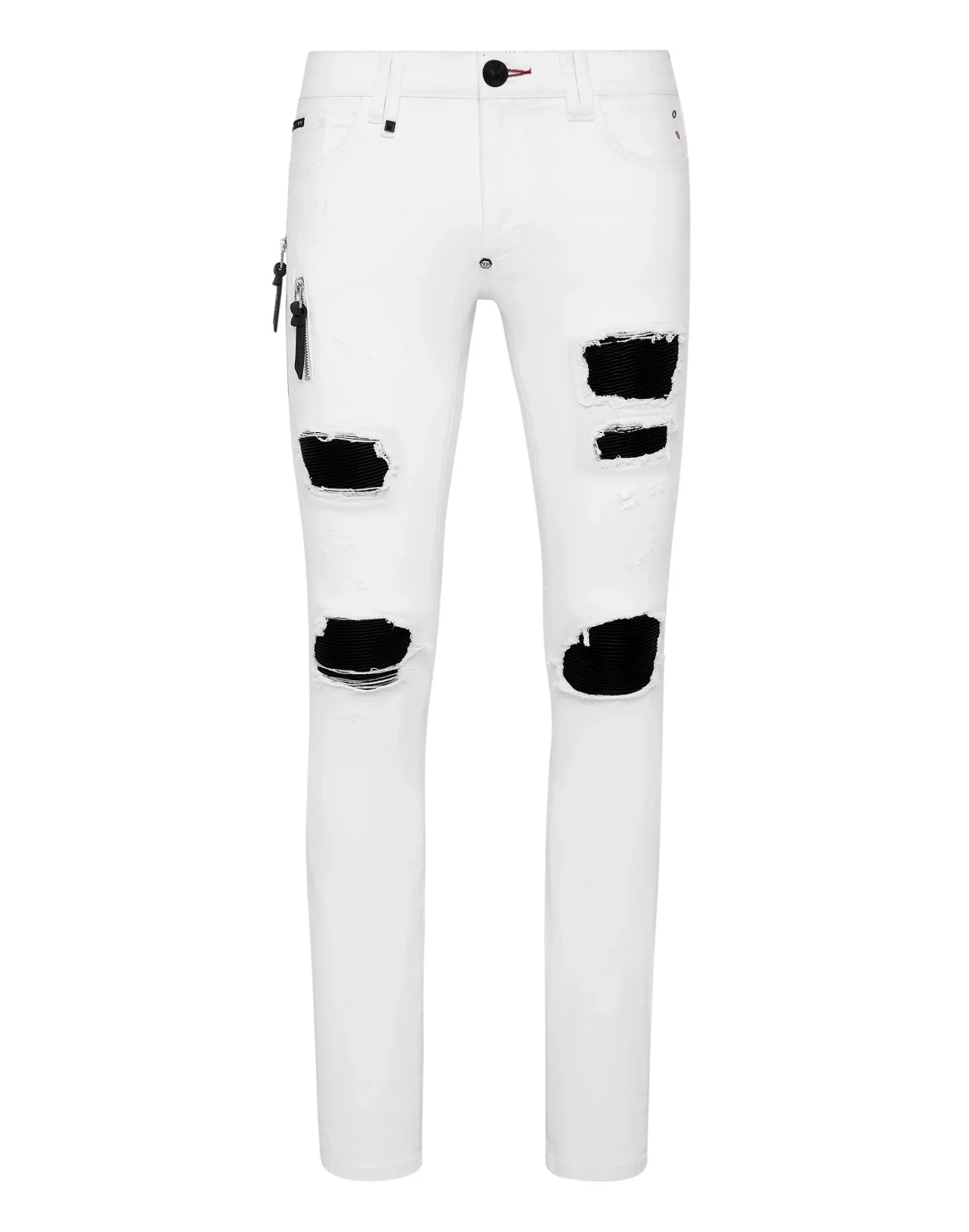 Denim Trousers Biker Destroyed, цвет: Белый