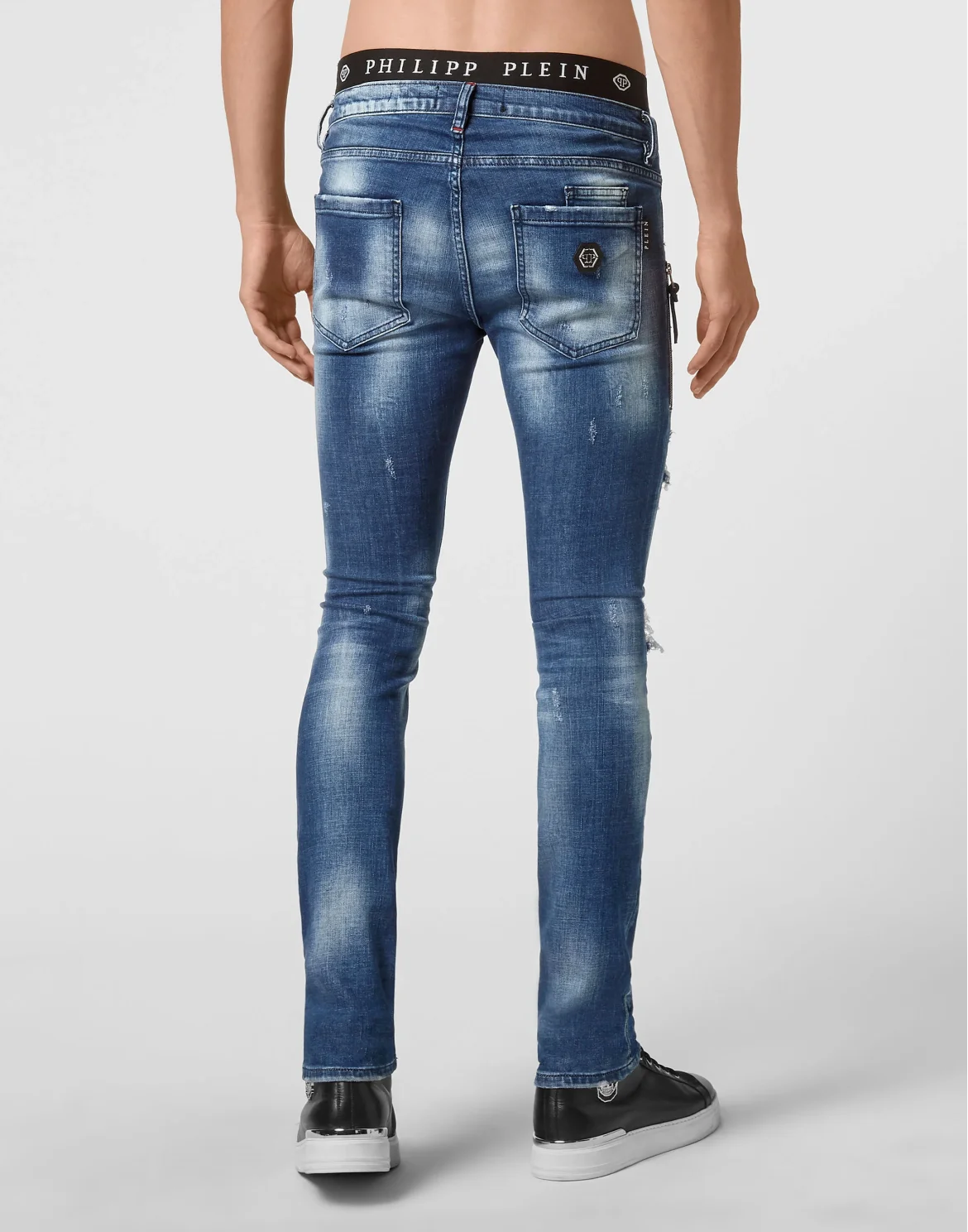 Denim Trousers Biker Destroyed, цвет: Синий