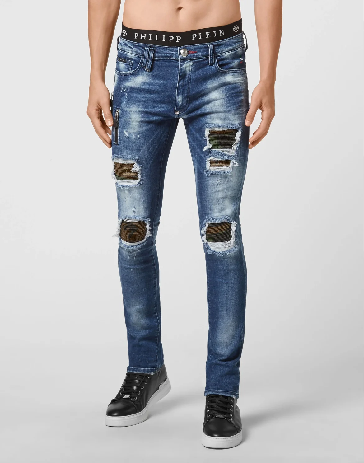 Denim Trousers Biker Destroyed, цвет: Синий
