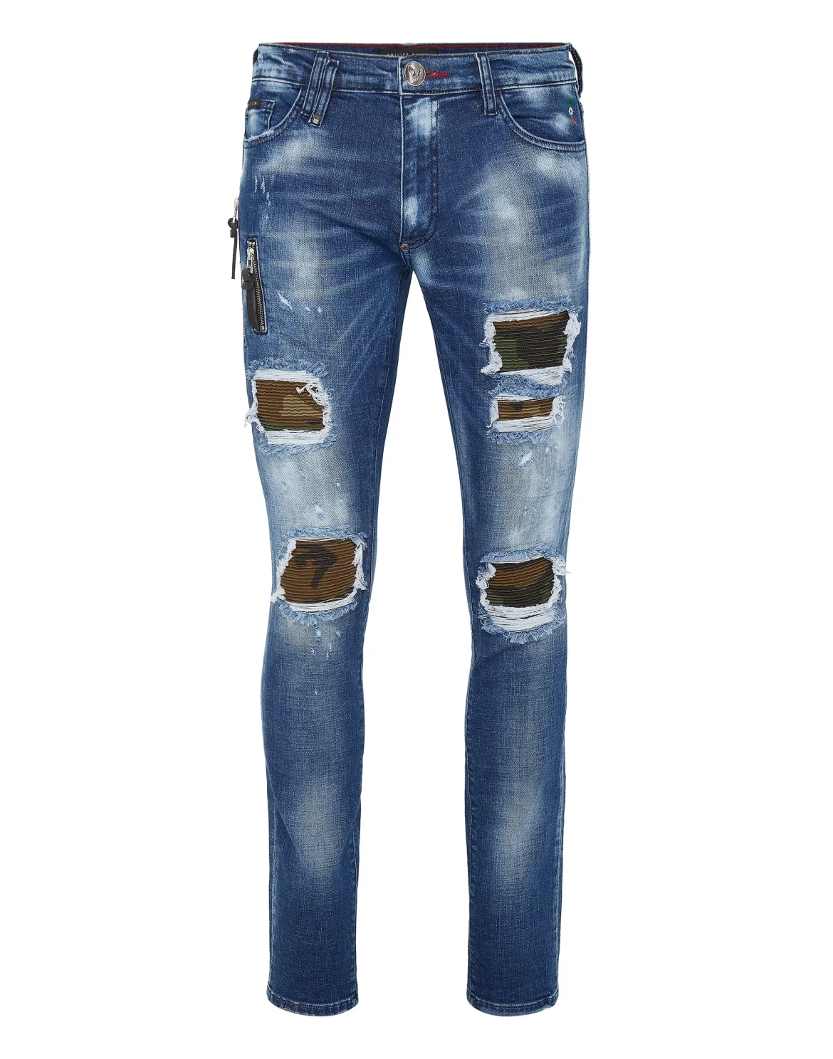 Denim Trousers Biker Destroyed, цвет: Синий