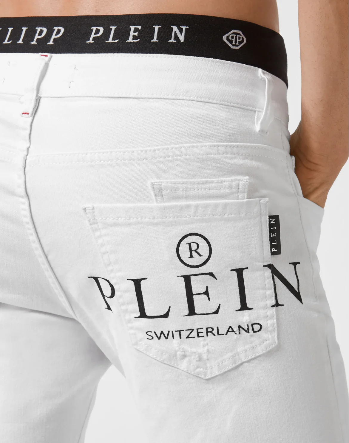 Denim Trousers Straight Cut Supreme Iconic Plein, цвет: Белый