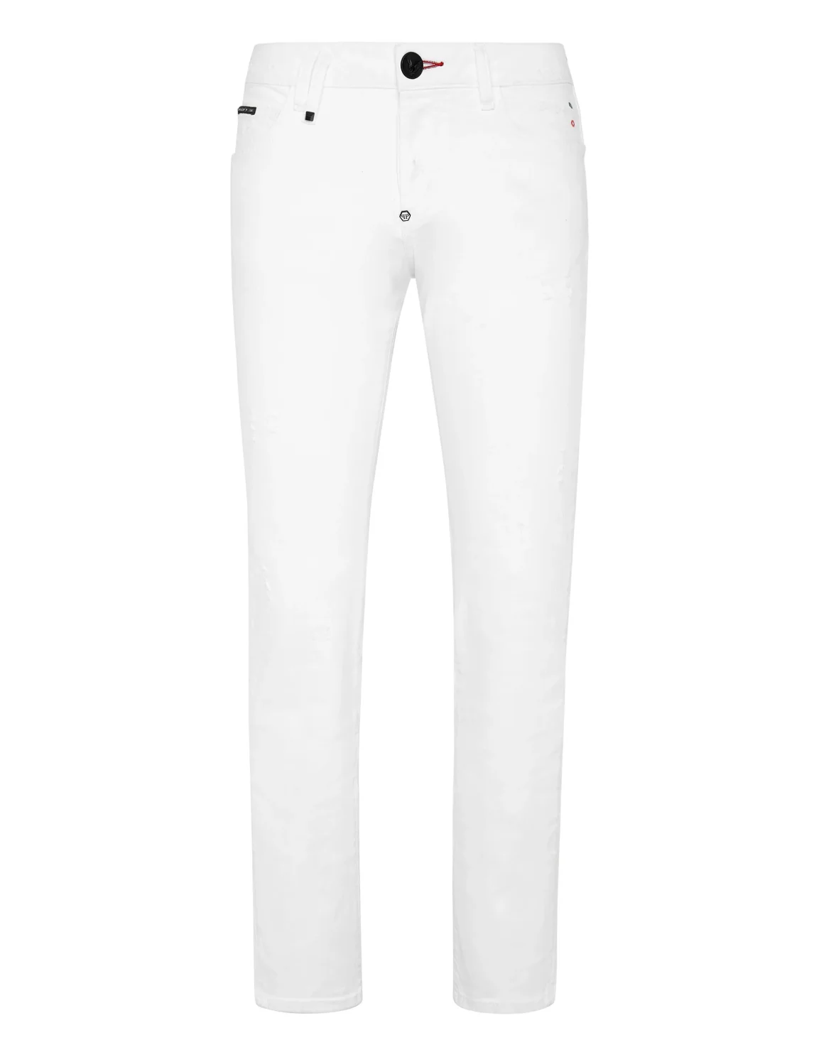 Denim Trousers Straight Cut Supreme Iconic Plein, цвет: Белый
