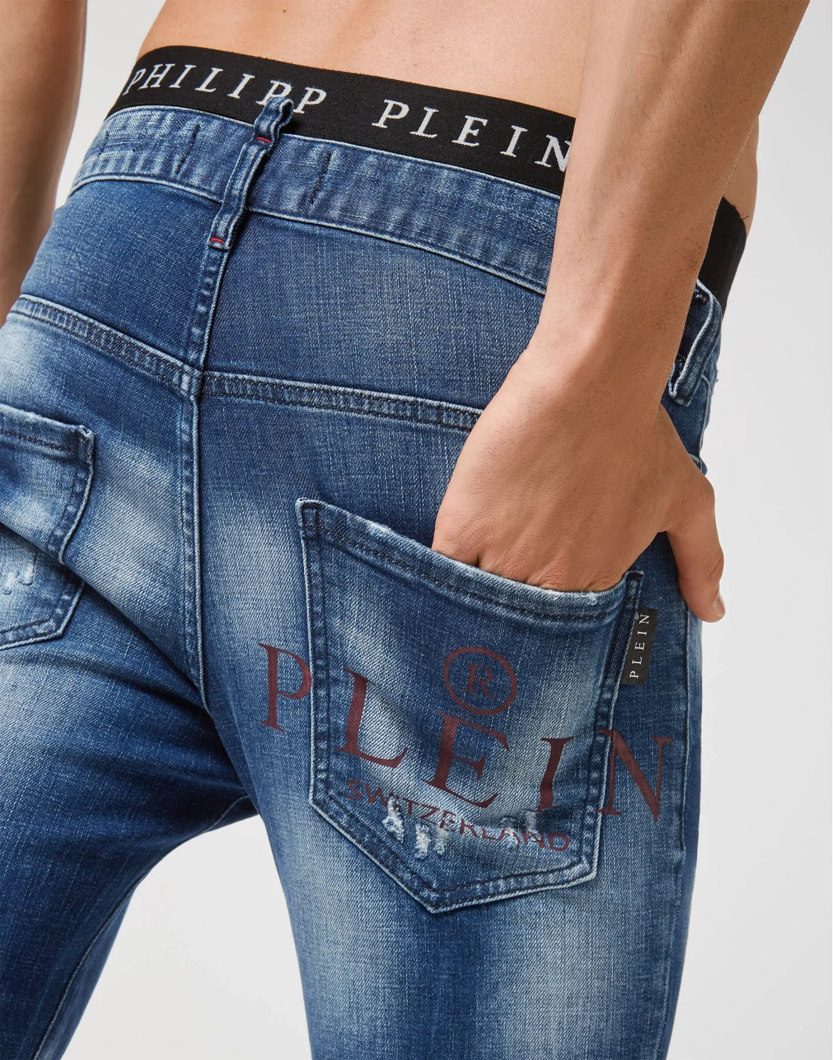 Denim Trousers Skinny Destroyed Iconic Plein, цвет: Синий