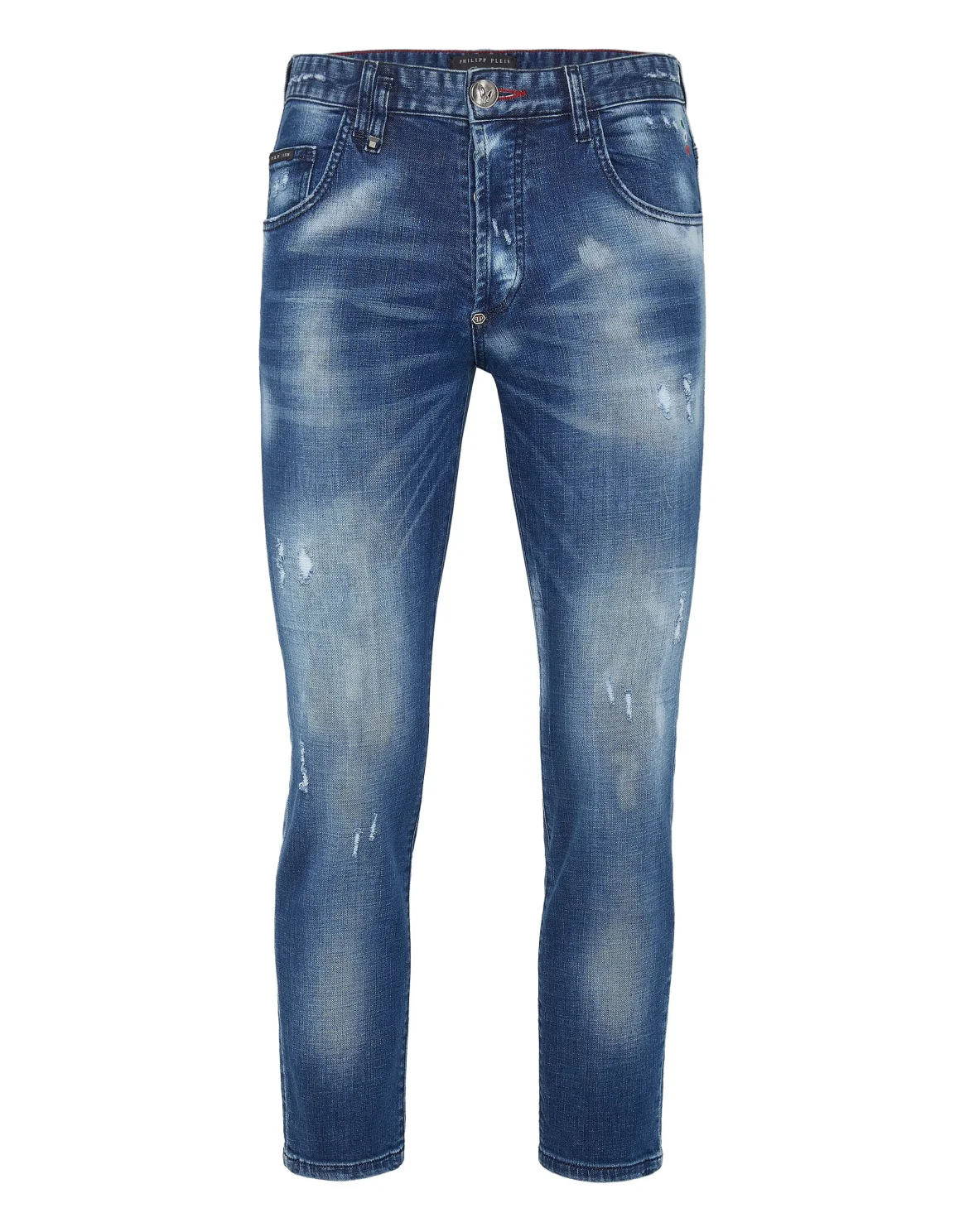 Denim Trousers Skinny Destroyed Iconic Plein, цвет: Синий