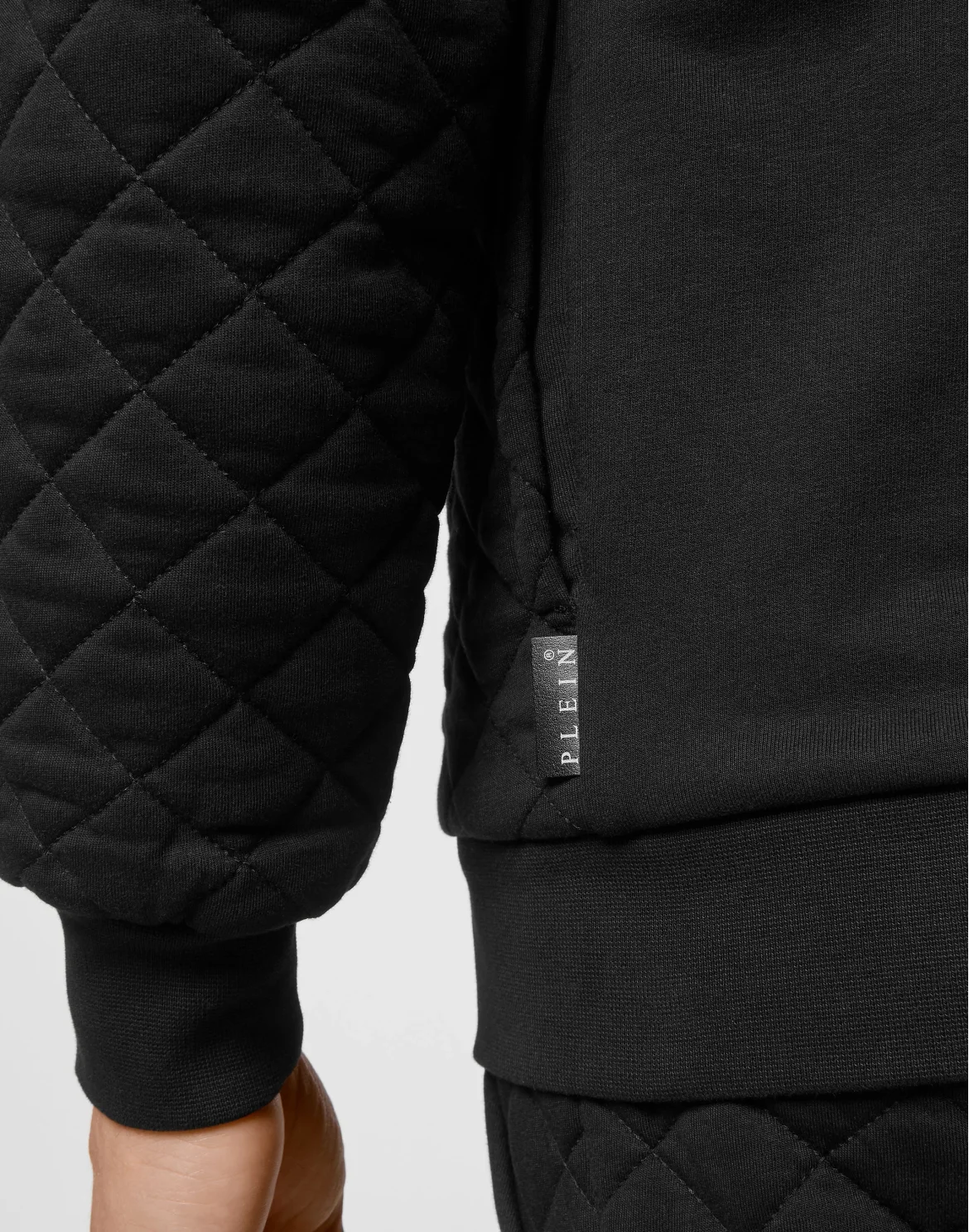 Hoodie Sweatjacket Full Zip Quilted Hexagon, цвет: Черный