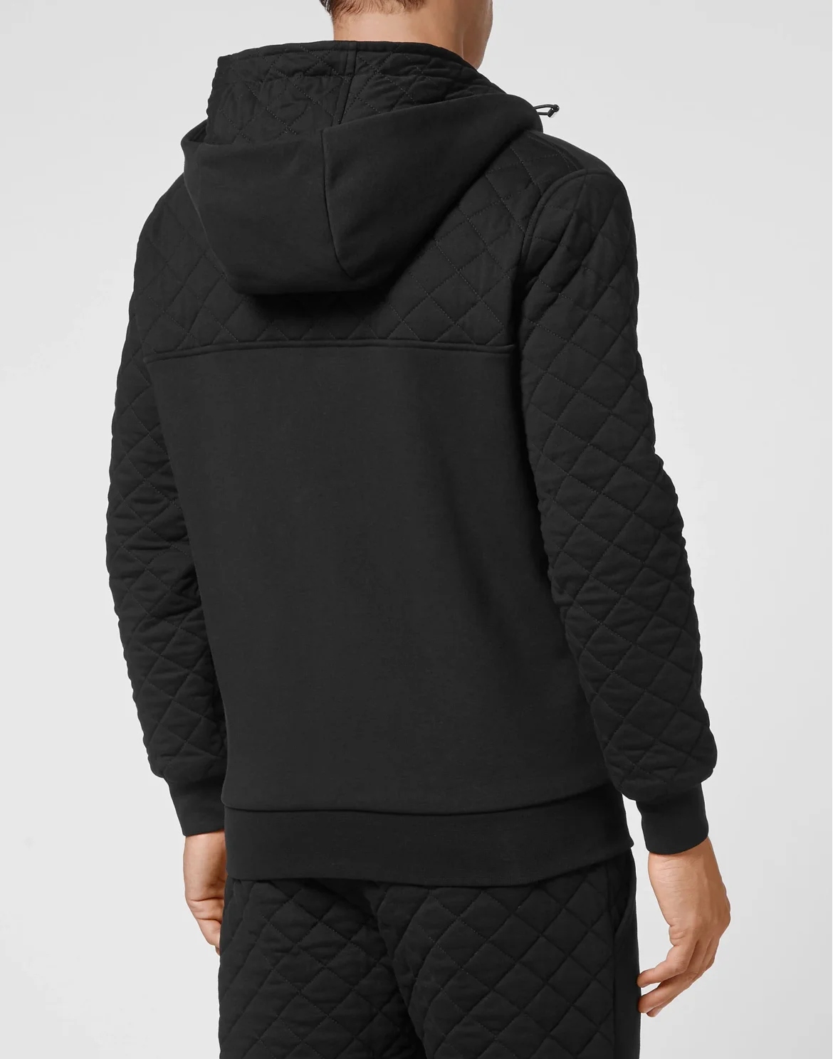 Hoodie Sweatjacket Full Zip Quilted Hexagon, цвет: Черный