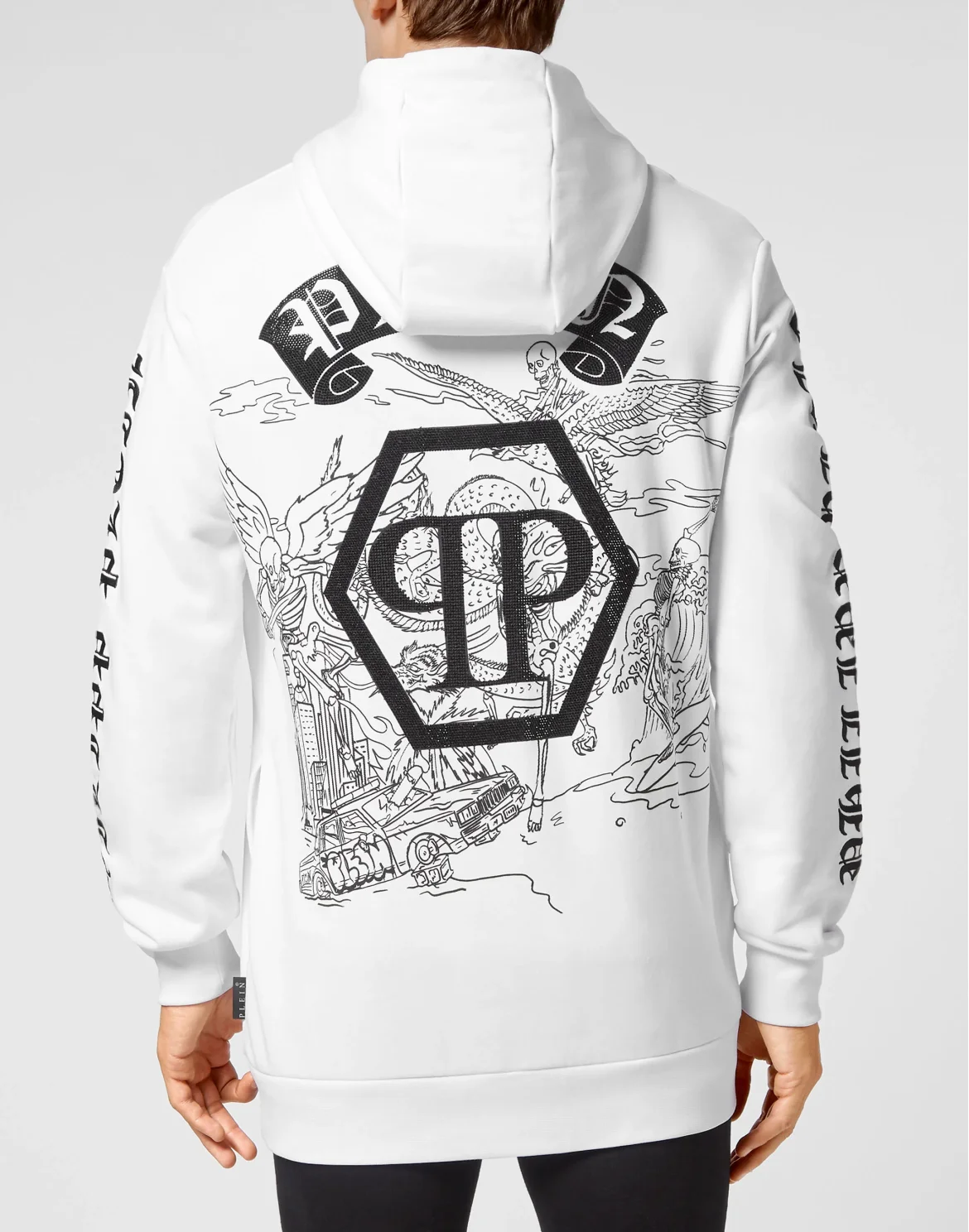 Hoodie sweatshirt Embroidery Gothic Plein, цвет: Белый