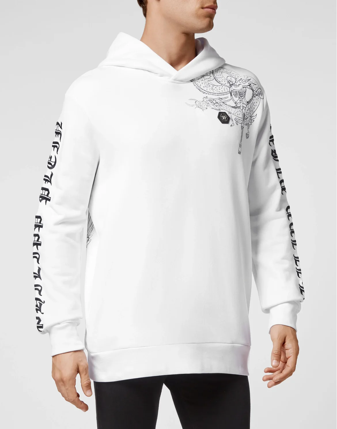 Hoodie sweatshirt Embroidery Gothic Plein, цвет: Белый