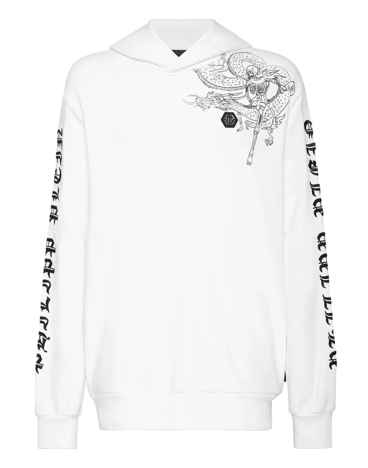 Hoodie sweatshirt Embroidery Gothic Plein, цвет: Белый