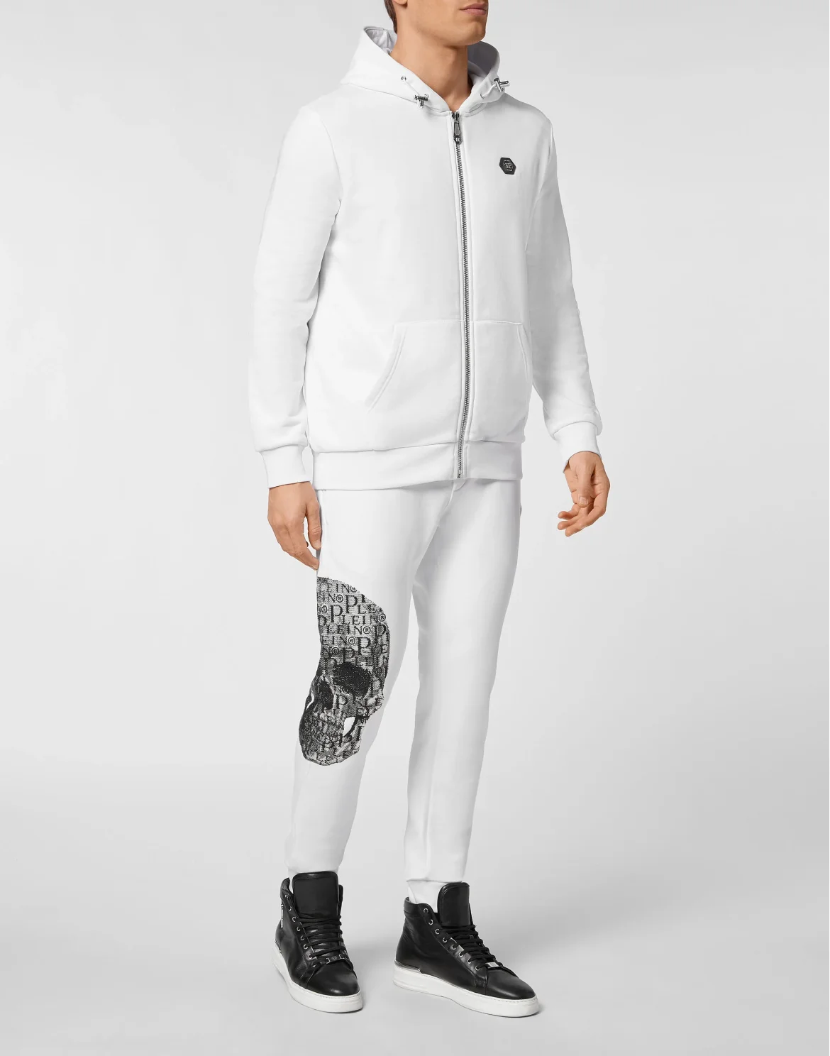 Tracksuit Top/Trousers Stones Skull and Plein, цвет: Белый