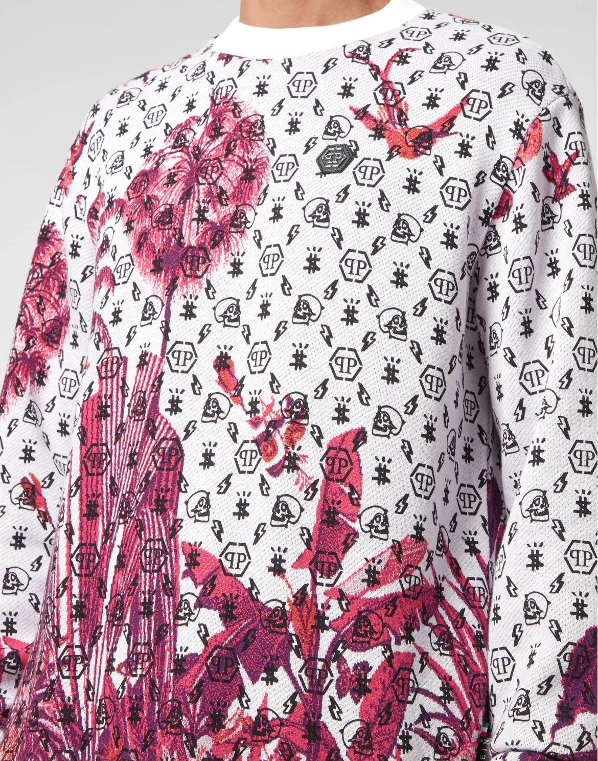 Sweatshirt Round Neck LS Flowers, цвет: Белый