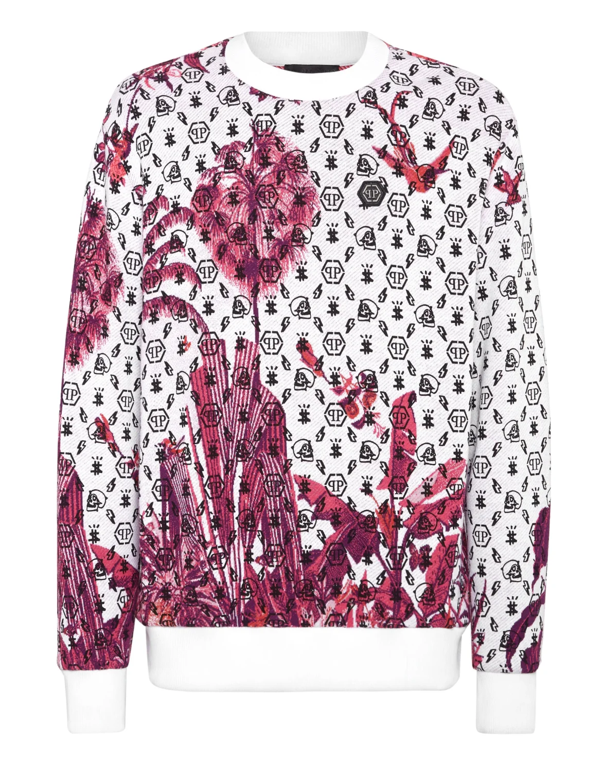 Sweatshirt Round Neck LS Flowers, цвет: Белый