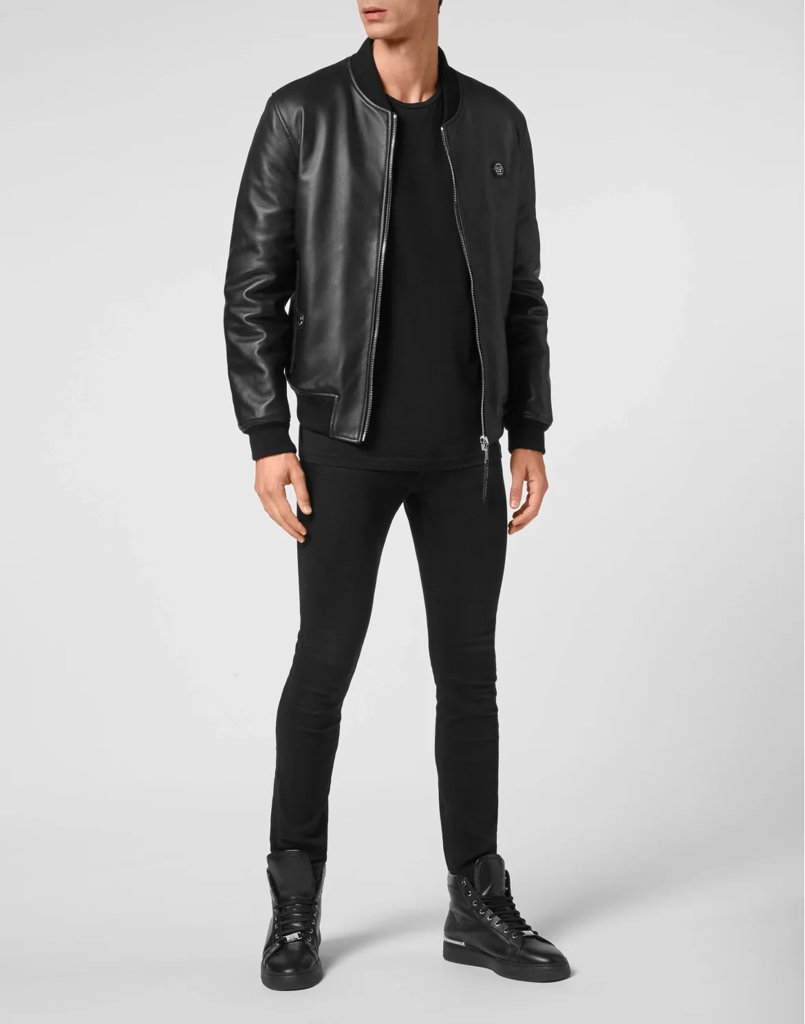 Leather Bomber Iconic Plein, цвет: Черный
