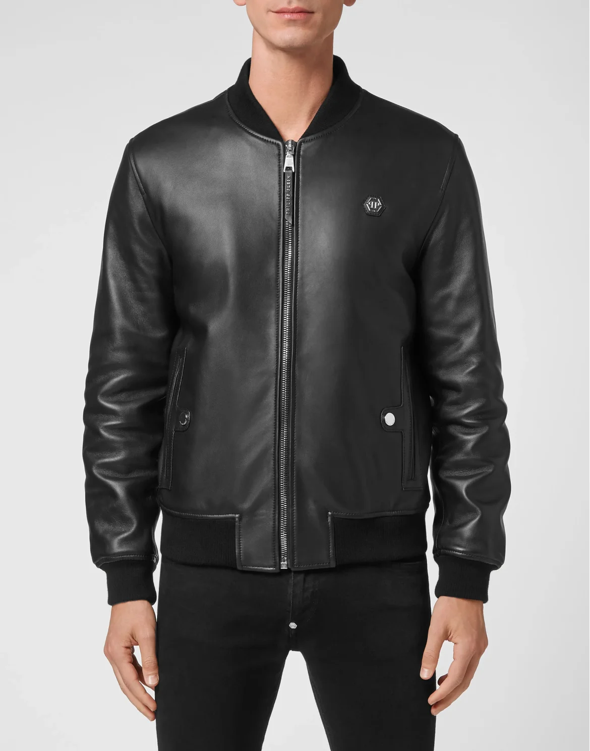 Leather Bomber Iconic Plein, цвет: Черный