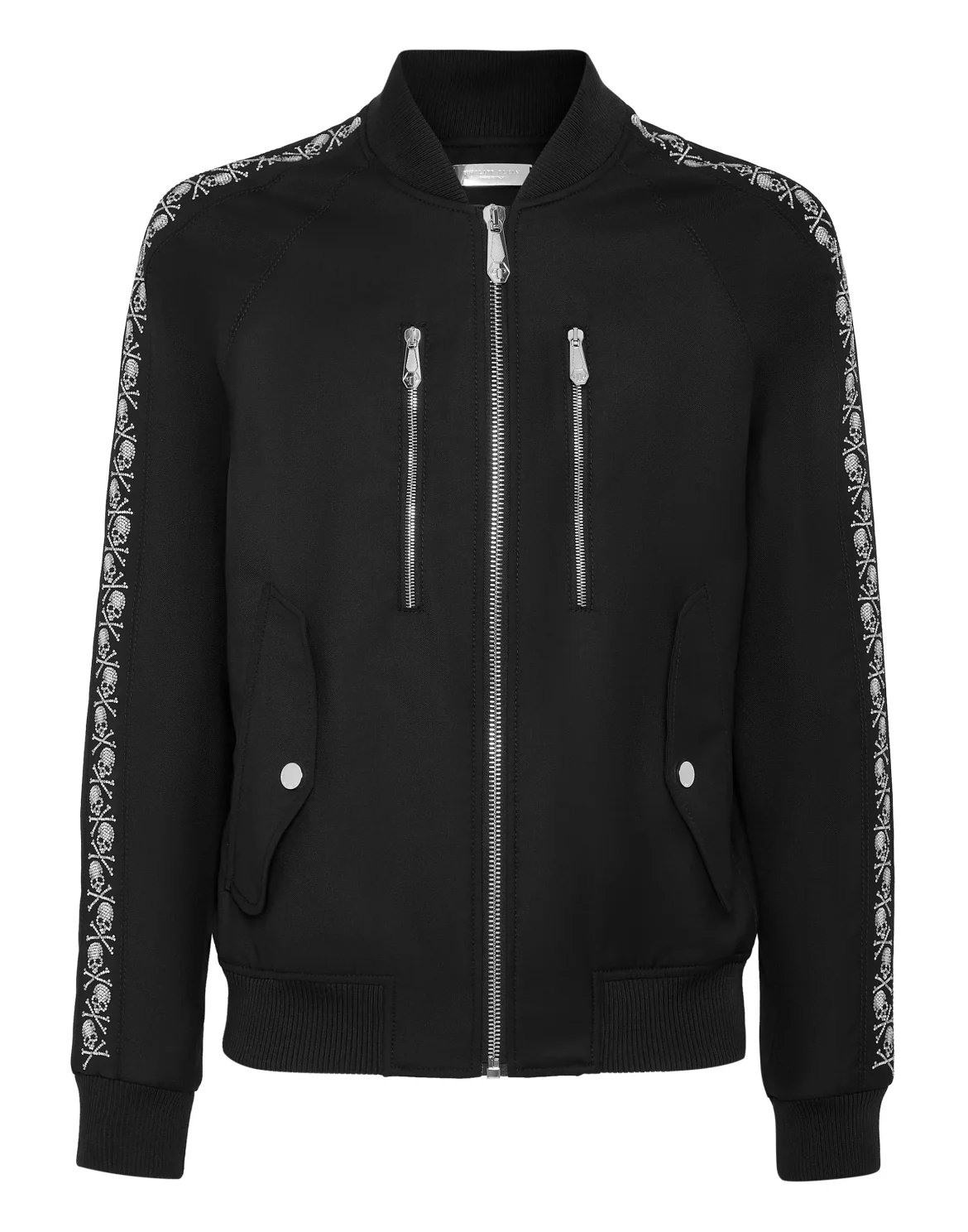 Wool Ton Gun Bomber Skull with Crystals, цвет: Черный