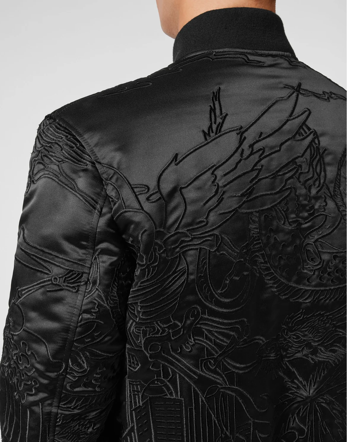 Satin Bomber Skeleton tattoo, цвет: Черный