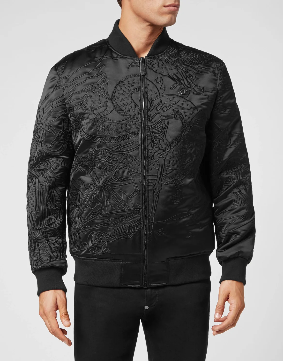 Satin Bomber Skeleton tattoo, цвет: Черный