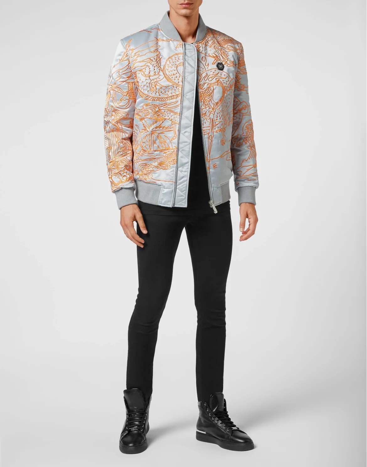 Satin Bomber Skeleton tattoo, цвет: Серый