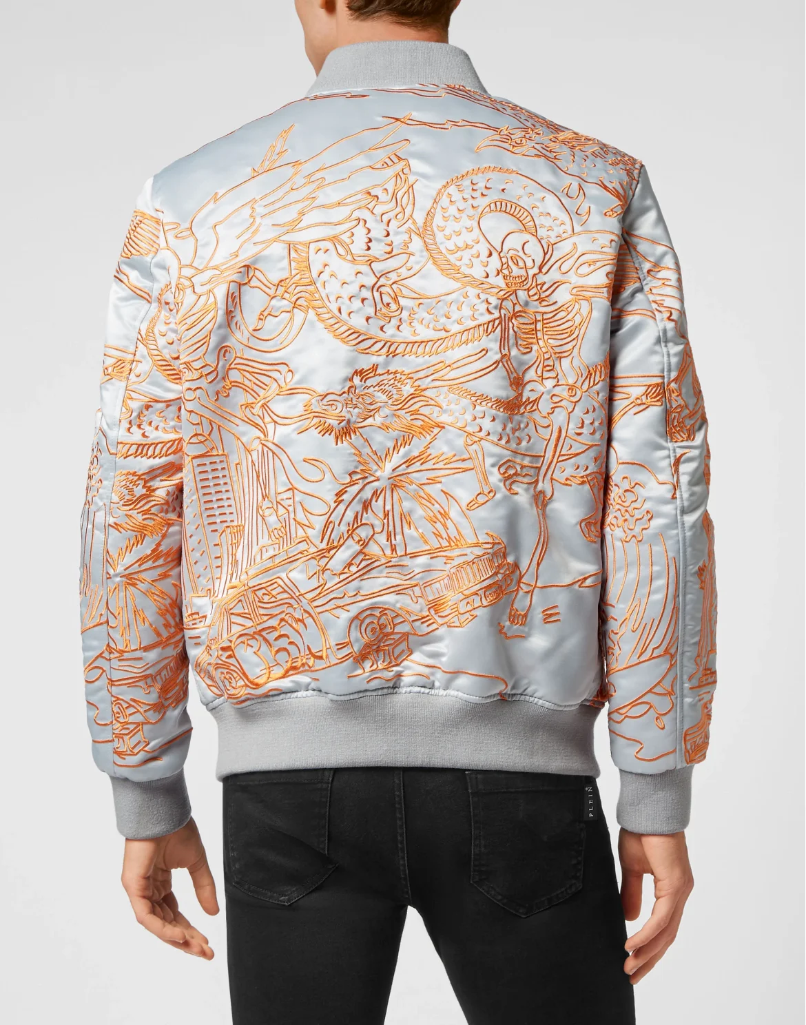 Satin Bomber Skeleton tattoo, цвет: Серый